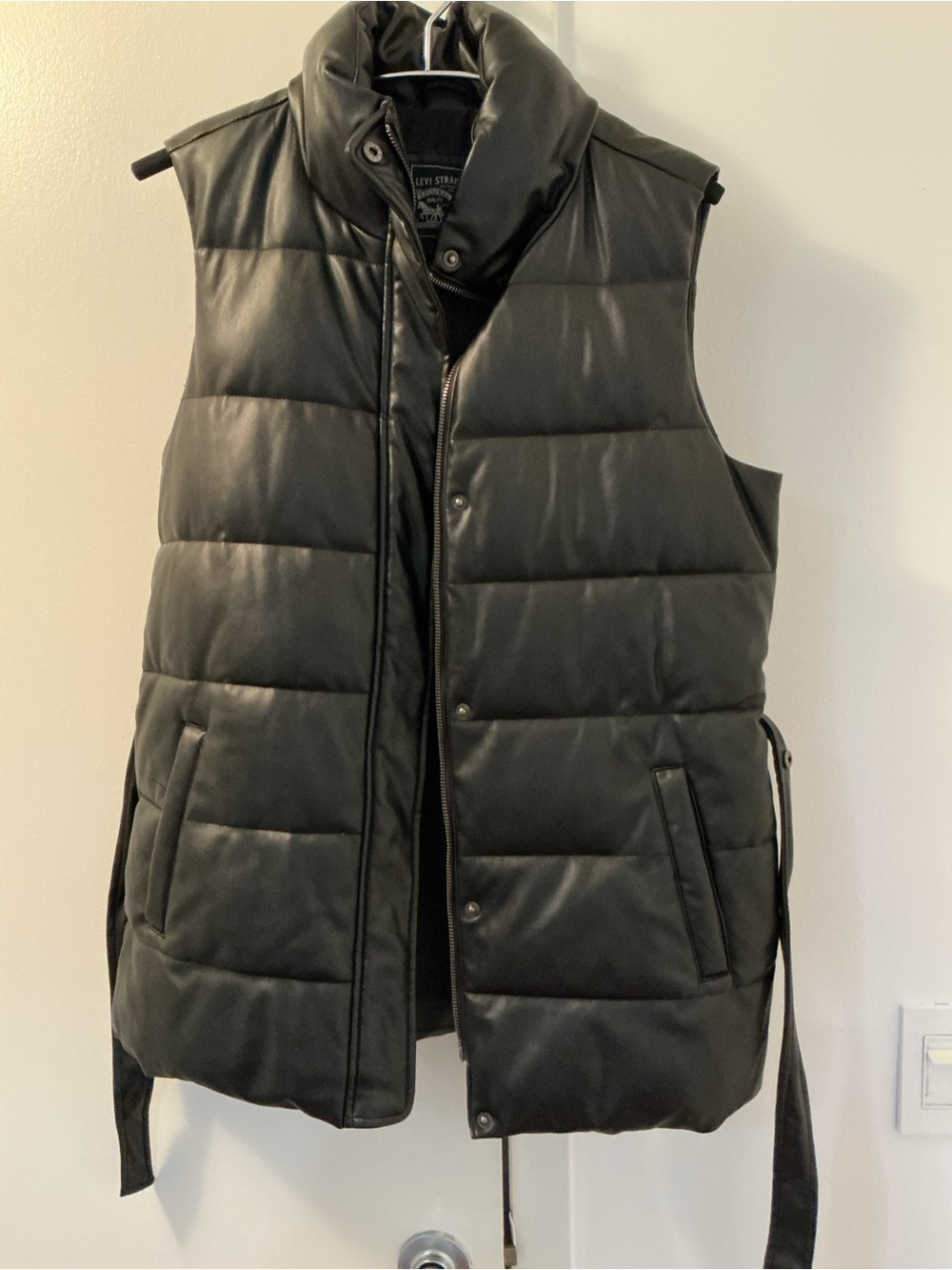 Levi's Black Quilted Leather-Look Puffer Vest
